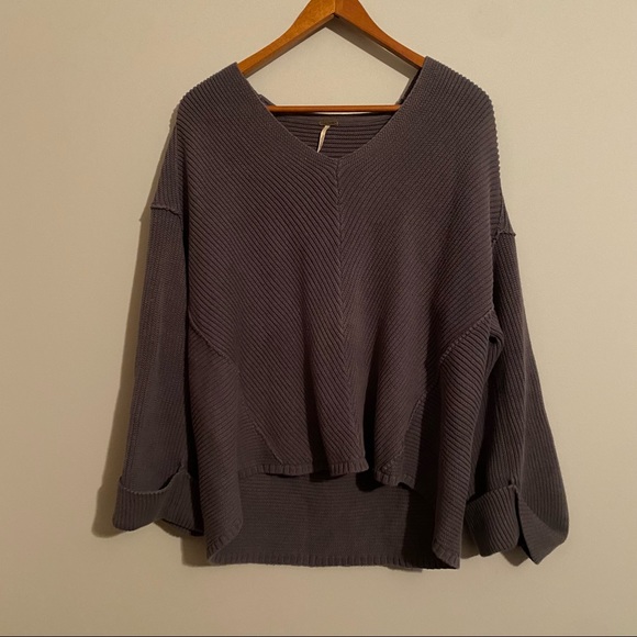 Free People La Brea V-Neck Sweater - Slate - Picture 2 of 5